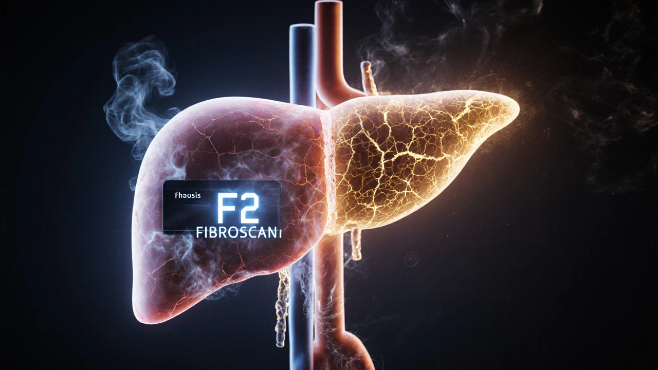 Концептуальное изображение печени как фильтра с признаками фиброза и FIBROSCAN
