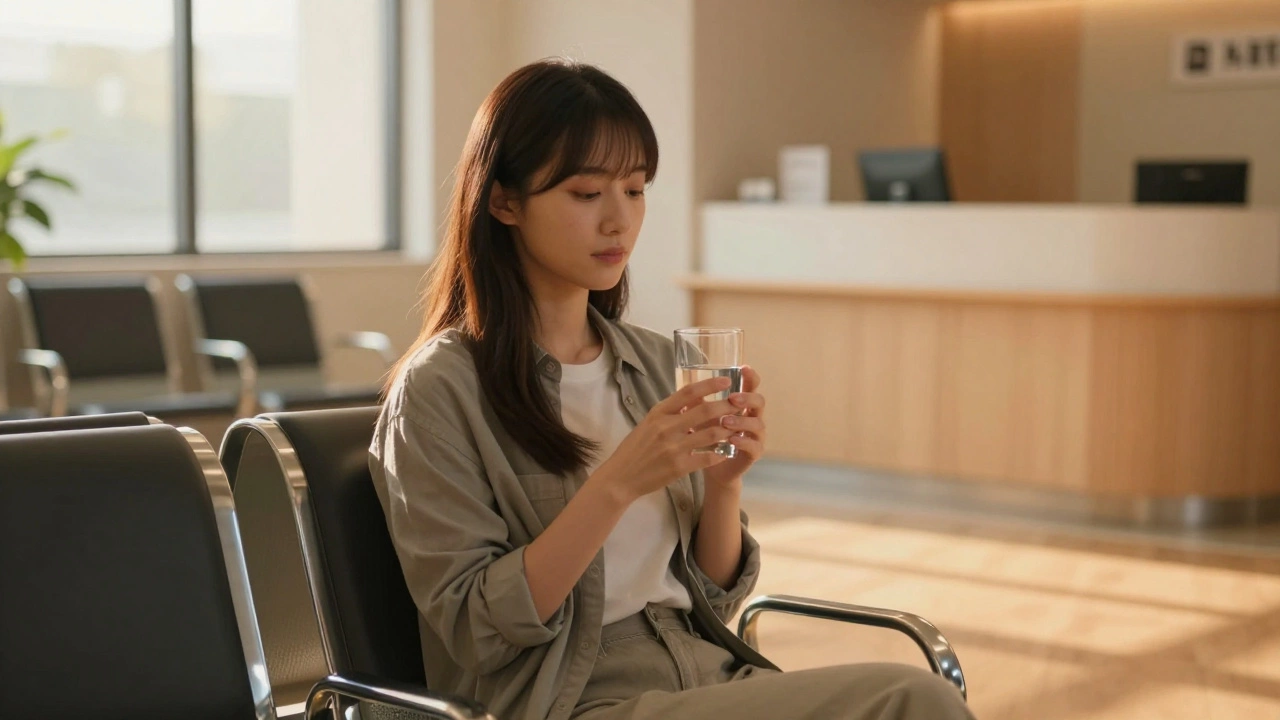 Спокойная пациентка в медицинском кабинете утром