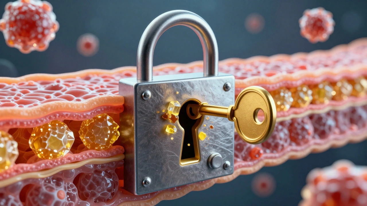 Концептуальная иллюстрация инсулинорезистентности: заблокированный замок клетки