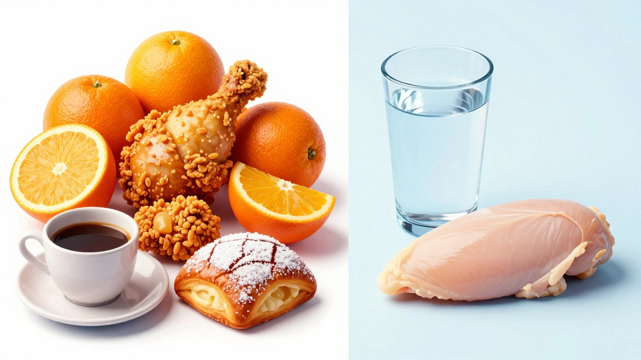 Запрещенные продукты рядом с водой и диетической едой