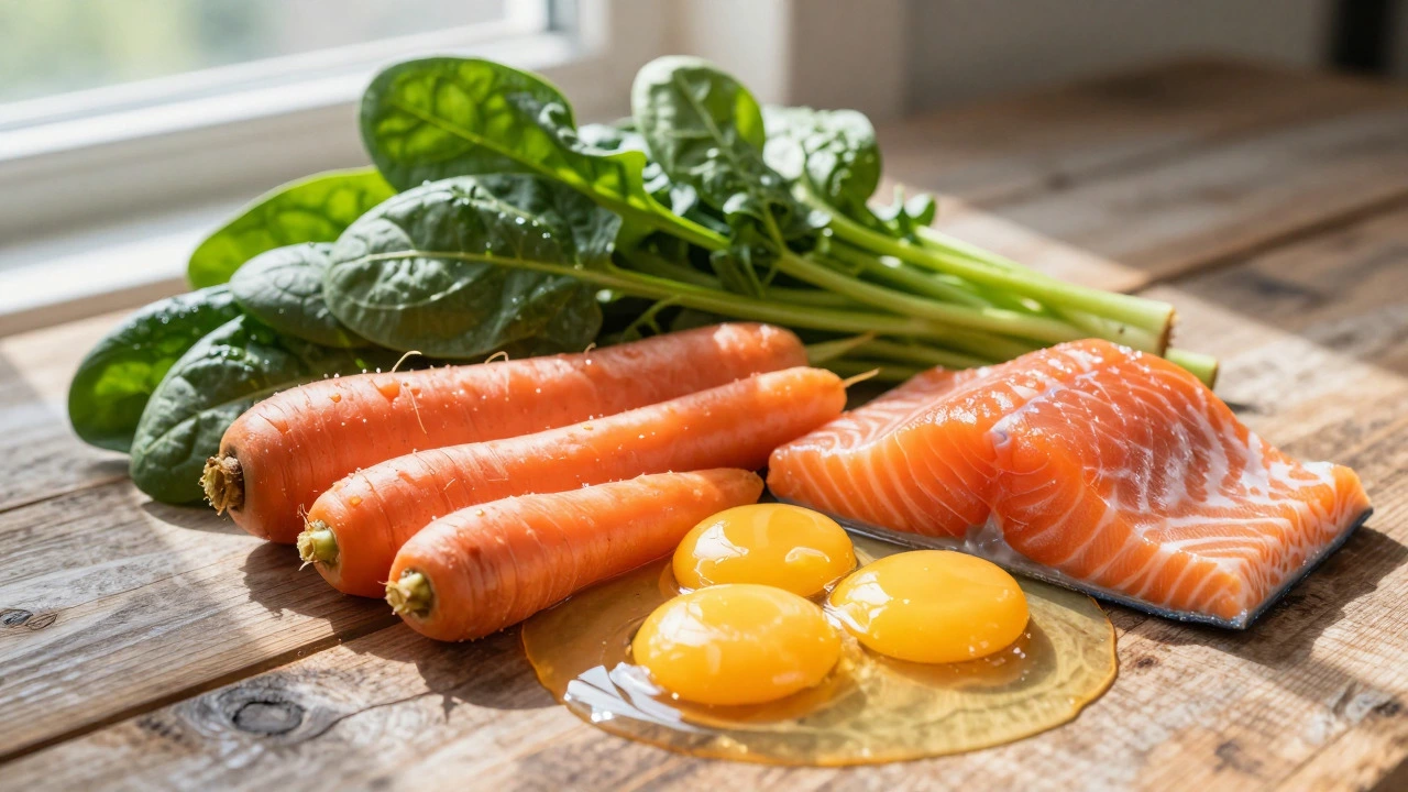 Полезные продукты для зрения на столе